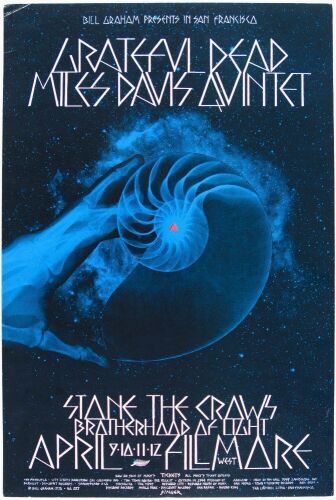 1970 BG-227 Grateful Dead Miles Davis Quintet Fillmore West Poster Excellent 77