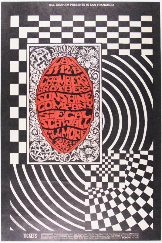 1968 BG-102 Chambers Brothers Sunshine Company Fillmore Auditorium Poster Near Mint 89