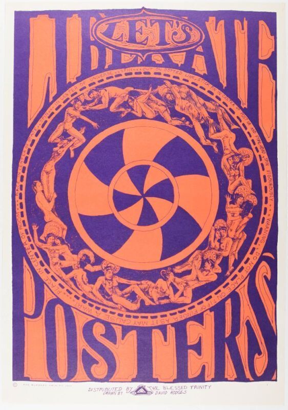 1967 David Hodges Let's Liberate Posters Headshop Poster Near Mint 87