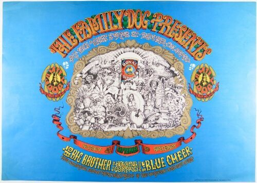 1967 FD-79 Big Brother Janis Joplin Blue Cheer 1601 West Evans Street RP4 Poster Excellent 79