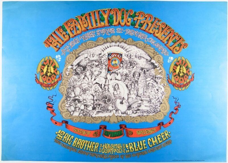 1967 FD-79 Big Brother Janis Joplin Blue Cheer 1601 West Evans Street RP4 Poster Excellent 79