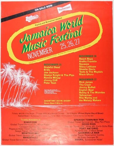 1982 AOR-4.241 Grateful Dead The Clash The Jamaica World Festival Poster Extra Fine 69