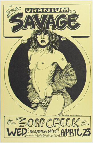 1975 The Sons of Uranium Savage Soap Creek Saloon Austin Poster Near Mint 87