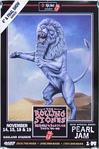 1997 Rolling Stones Pearl Jam Oakland Stadium Poster Extra Fine 67