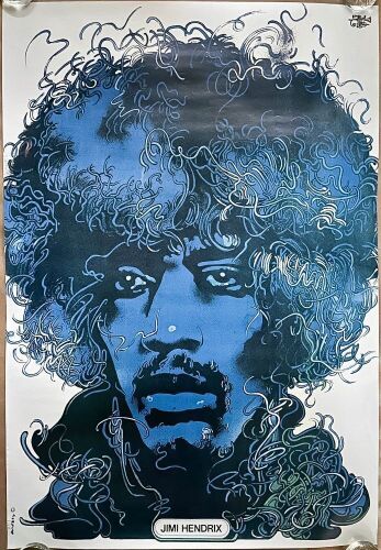 1975 Waldemar Swierzy Jimi Hendrix Headshop Poster Near Mint 87
