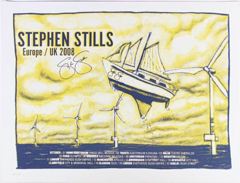 2008 Stephen Stills Europe/UK Tour LE Poster Near Mint 87