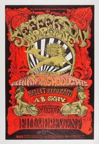 1968 BG-142 Jefferson Airplane Fillmore West Signed Conklin Poster Mint 95