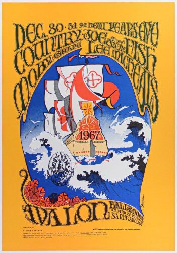 1966 FD-41 Country Joe Moby Grape Avalon Ballroom RP2 Poster Near Mint 87