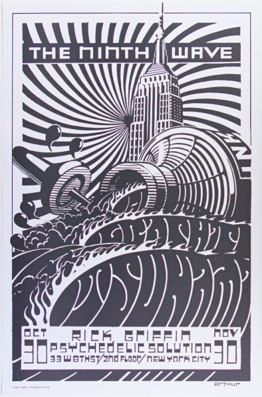 1986 Rick Griffin The Ninth Wave Psychedelic Solution Gallery NYC Exhibition Poster Near Mint 87