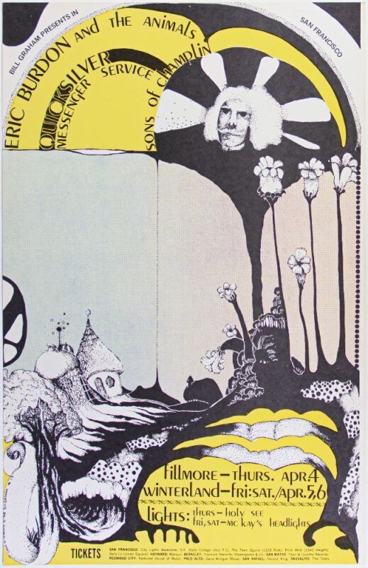 1968 BG-114 Eric Burdon And The Animals Winterland Poster Near Mint 85