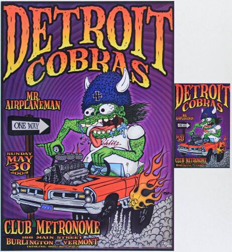 2004 Chris Shaw The Detroit Cobras Club Metronome Signed Shaw Poster & Card Mint 91