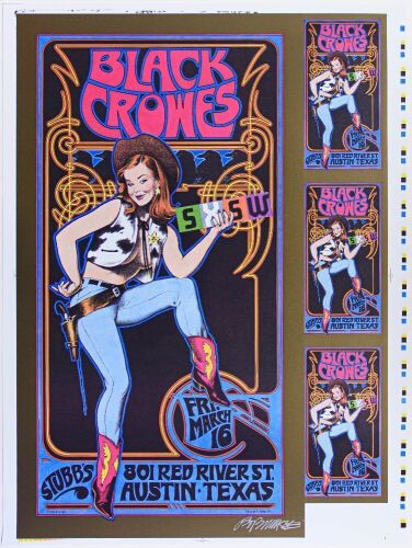2001 Bob Masse The Black Crowes Stubb's Austin Signed Masse Poster Proof Near Mint 89
