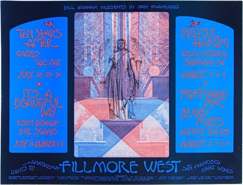 1970 BG-245 Ten Years After Procol Harum Fleetwood Mac Fillmore West Poster Near Mint 87