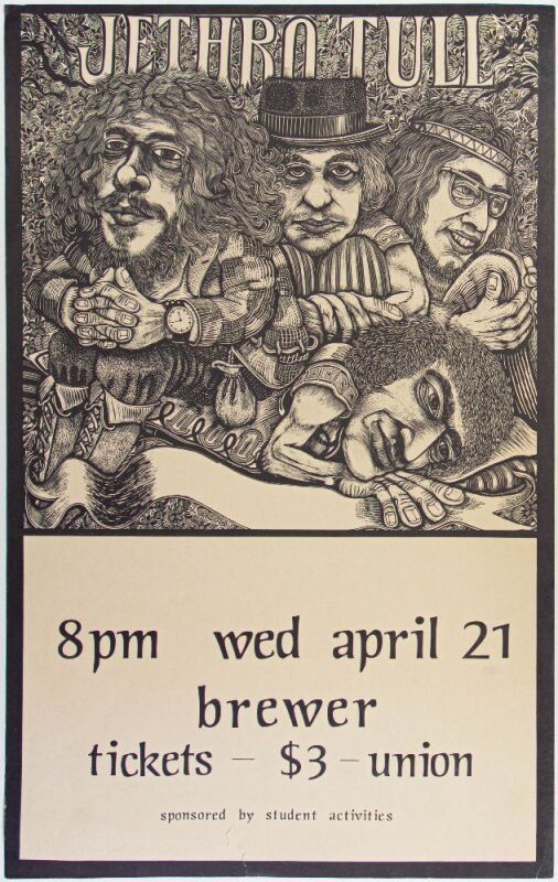 1971 Jethro Tull Brewer Field House Missouri Poster Extra Fine 65