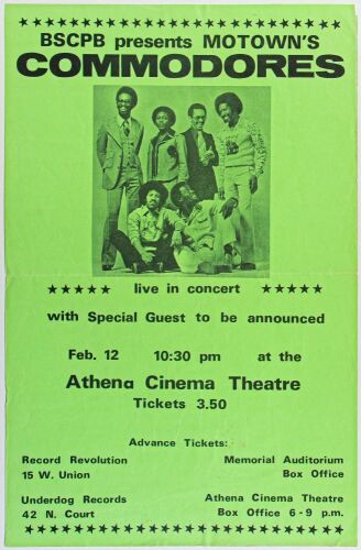 1973 The Commodores Athena Cinema Theatre Ohio Poster Extra Fine 65