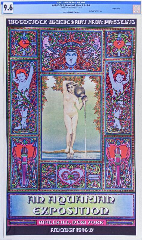 1969 AOR-3.2 David Byrd Woodstock Festival Wallkill New York Poster CGC 9.6