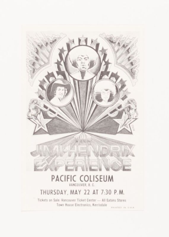 1969 Jimi Hendrix Experience Pacific Coliseum Vancouver Handbill Mint 93