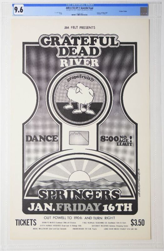 1970 AOR-4.136 Jim Blashfield Grateful Dead Springer's Inn Portland Poster CGC 9.6