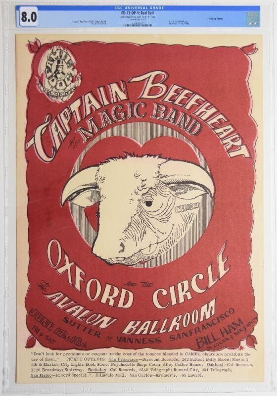 1966 FD-13 Captain Beefheart Oxford Circle Avalon Ballroom Poster CGC 8.0