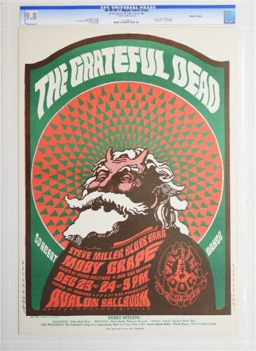 1966 FD-40 Grateful Dead Steve Miller Avalon Ballroom Signed Moscoso Poster CGC 9.8