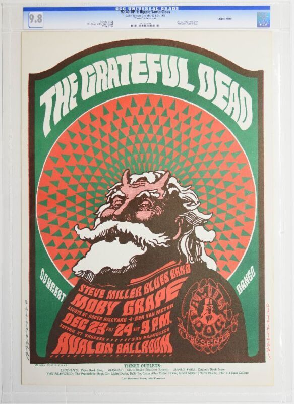 1966 FD-40 Grateful Dead Steve Miller Avalon Ballroom Signed Moscoso Poster CGC 9.8