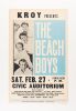 1966 The Beach Boys Sacramento Civic Auditorium Cardboard Poster Near Mint 89