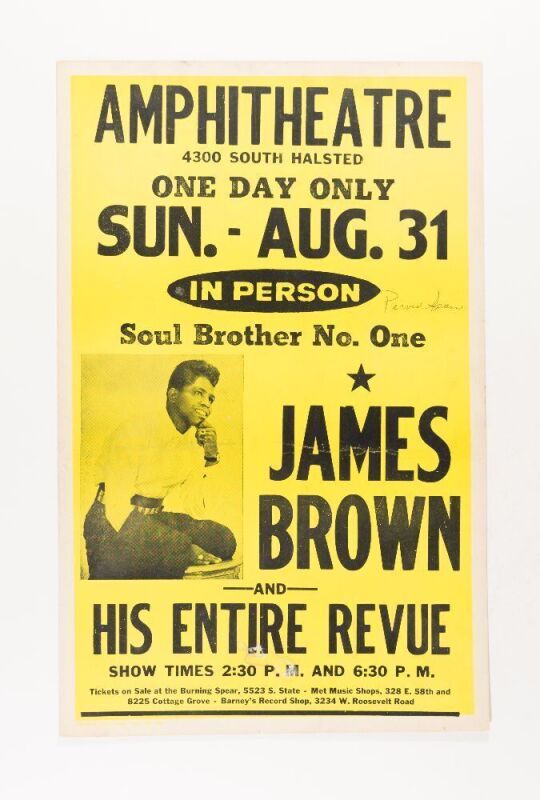 1969 James Brown Chicago International Amphitheatre Cardboard Poster Extra Fine 65