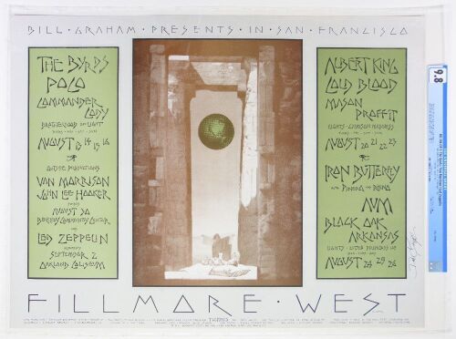 1970 BG-246 Led Zeppelin The Byrds Van Morrison Fillmore West Signed Singer Poster CGC 9.8