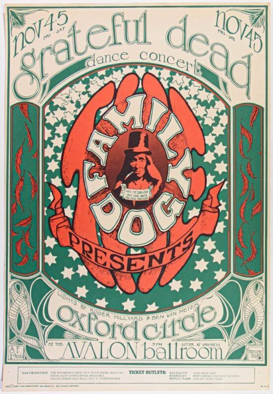 1966 FD-33 Grateful Dead Avalon Ballroom RP4 Poster Extra Fine 65