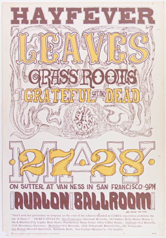 1966 FD-10 Grateful Dead Avalon Ballroom RP2 Poster Extra Fine 63