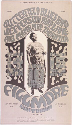 1966 BG-31 Big Mama Thornton Butterfield Blues Band Fillmore Poster Excellent 79
