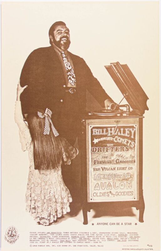 1968 FD-133 Bill Haley & The Comets The Drifters Avalon Ballroom Poster Near Mint 87