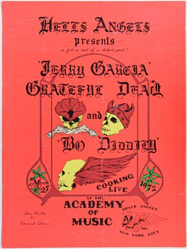 1972 AOR-4.222 Grateful Dead Hells Angels Academy of Music New York City Poster Extra Fine 65