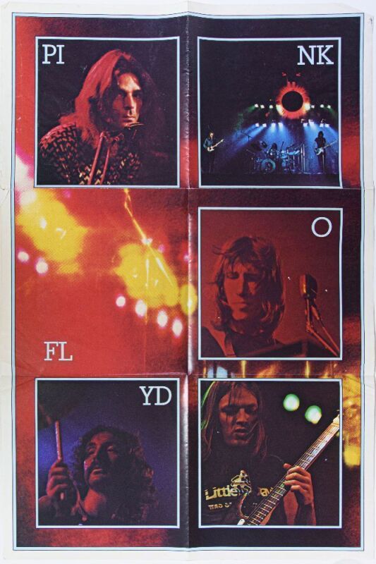 Lot of 2 Pink Floyd Dark Side of the Moon LP Insert Posters with Factory Folds Extra Fine 63