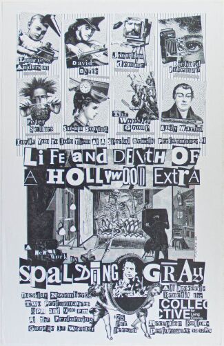 1985 Rick Turner The Life and Death of a Hollywood Extra by Spalding Gray The Performing Garage New York Poster Near Mint 83
