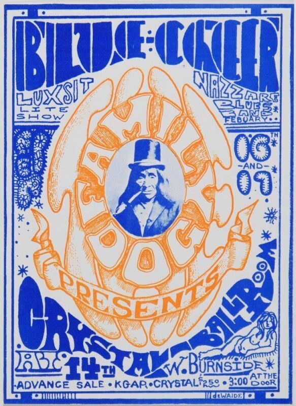 1968 FD-P-1-680216B Blue Cheer The Crystal Ballroom Portland Handbill Mint 91