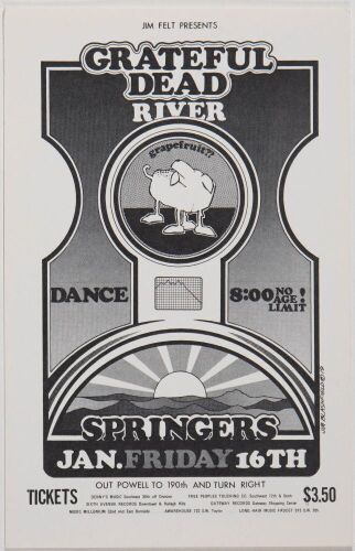 1970 AOR-4.136 Jim Blashfield Grateful Dead Springer's Inn Portland Handbill Near Mint 89