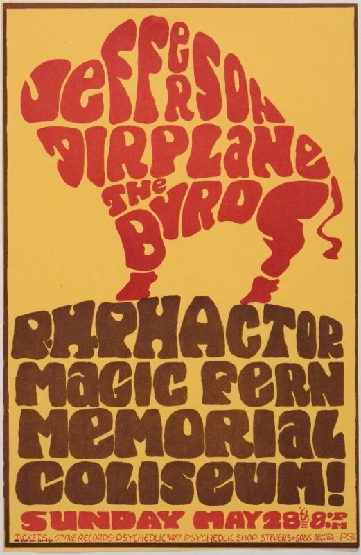 1967 Jefferson Airplane Memorial Auditorium Portland Handbill Mint 90