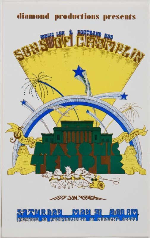 1969 Sons of Champlin The Masonic Temple Portland Handbill Near Mint 89