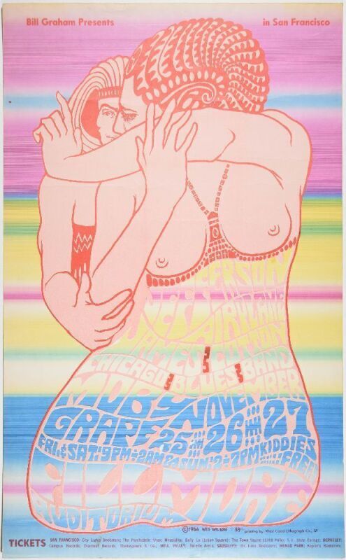 1966 BG-39 Jefferson Airplane James Cotton Fillmore Auditorium RP2 Poster Extra Fine 65