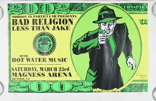 2002 Bad Religion Less Than Jake Magness Arena Denver LE Signed Kuhn Poster Excellent 73