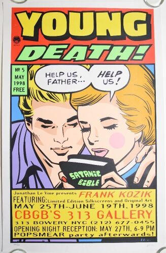 1998 Frank Kozik Young Death! Exhibition CBGB 313 Gallery LE Signed Kozik Poster Excellent 79