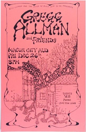 1993 Gregg Allman and Friends Macon City Auditorium Poster Near Mint 87