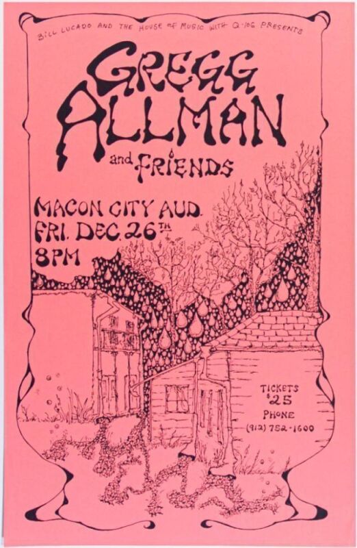1993 Gregg Allman and Friends Macon City Auditorium Poster Near Mint 87