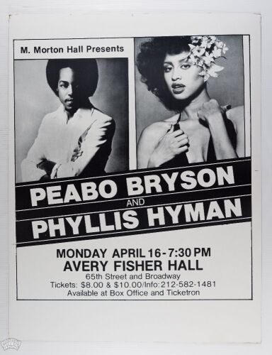 1979 Peabo Bryson Phyllis Hyman Avery Fisher Hall New York Cardboard Poster Excellent 79