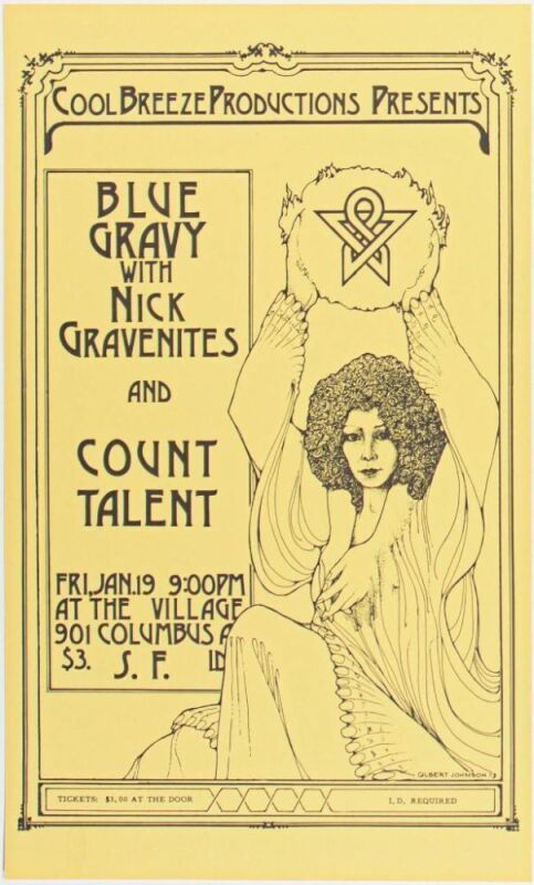 1973 Blue Gravy with Nick Gravenites Count Talent with Mike Bloomfield The Village Poster Near Mint 83
