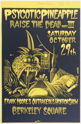 1988 John Seabury Psycotic Pineapple Berkeley Square Signed Seabury Poster Near Mint 89