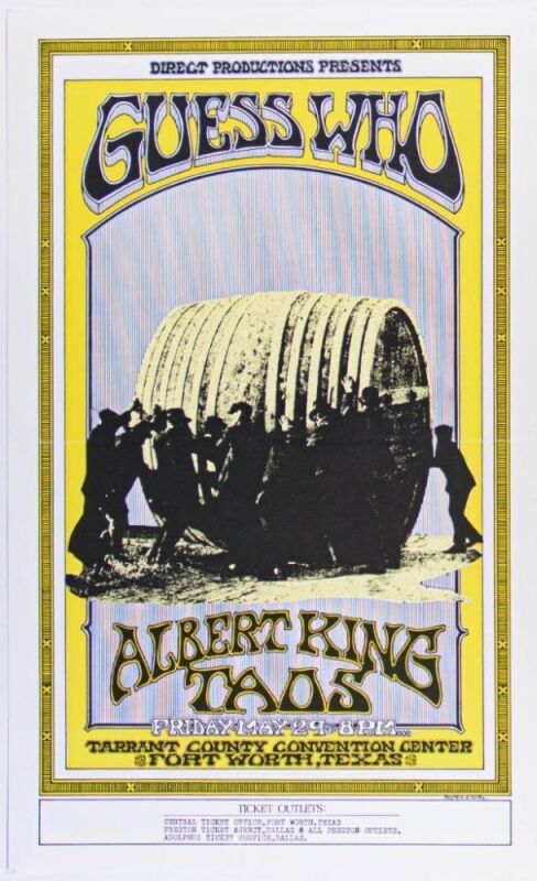 1970 AOR-4.158 Guess Who Albert King Tarrant County Convention Center Poster Excellent 71