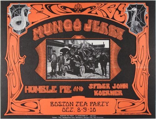 1970 Mungo Jerry Humble Pie Boston Tea Party Poster Excellent 71