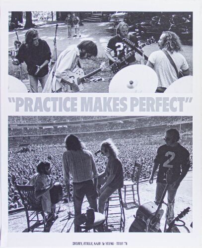 1974 Crosby, Stills, Nash & Young Practice Makes Perfect Tour Merch Headshop Poster Near Mint 81